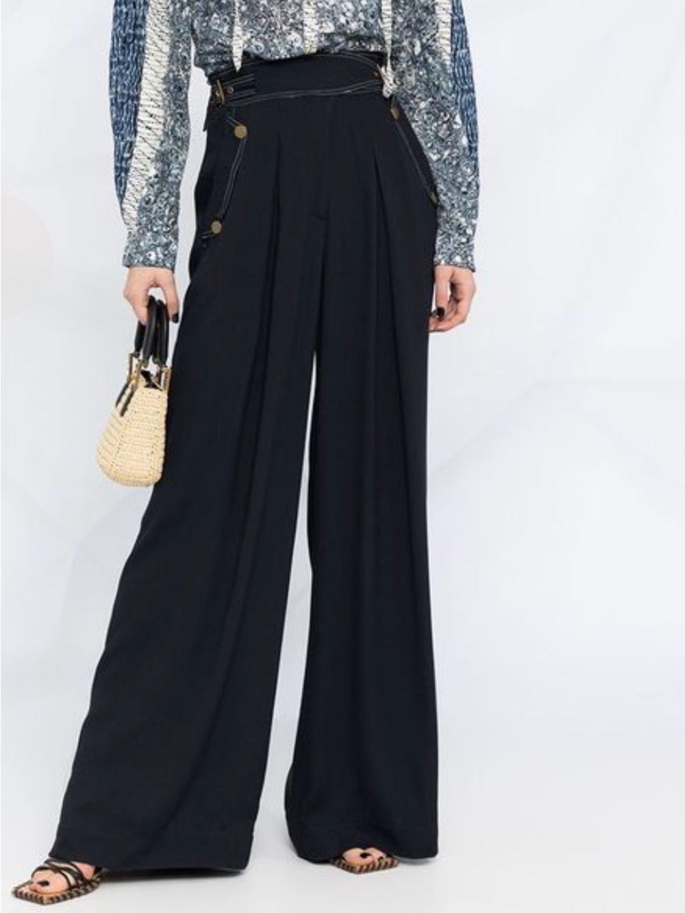 Ulla Johnson Felix Trousers Black High Waist Wide Leg Utility Designer Luxury 10